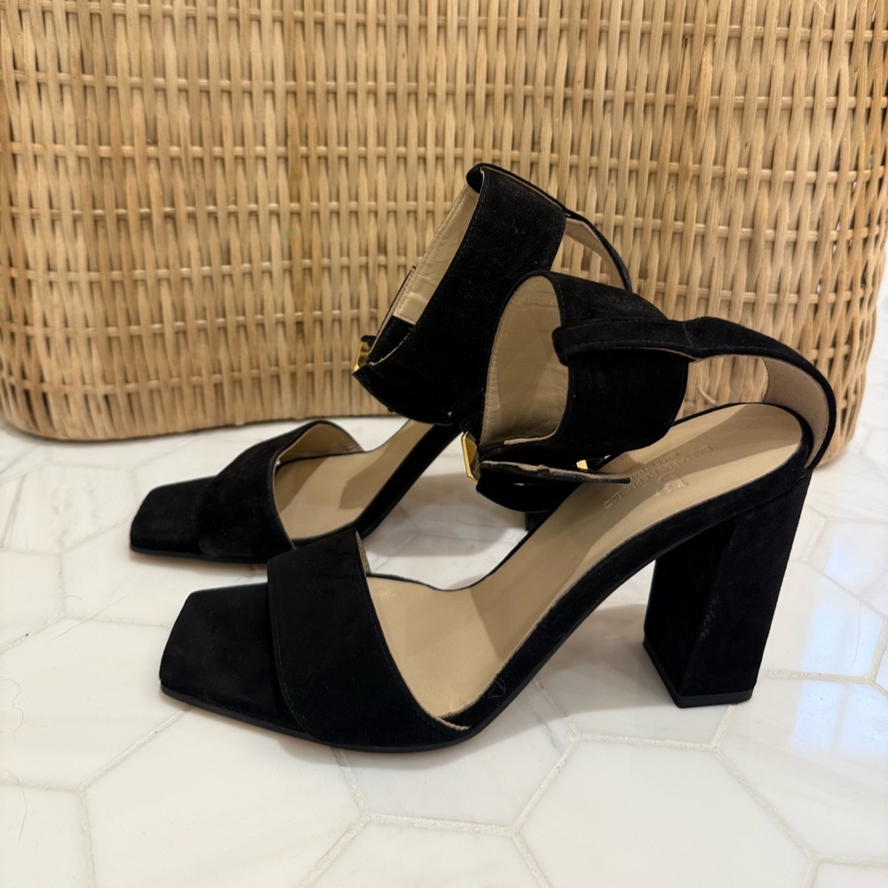 Banana Republic Suede Black Block Heel Sandals